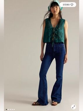 Free People We the Free Jayde High-Rise Flare Jeans in 70s Night Sky Dark Wash